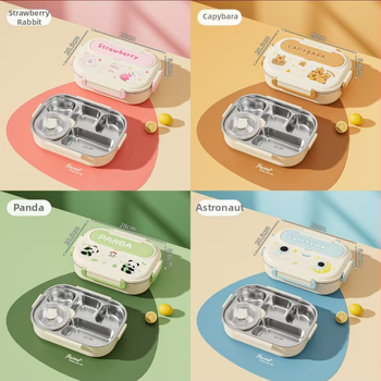 Τετράγωνη μονωμένη θήκη για μεσημεριανό, από ανοξείδωτο χάλυβα 430, χωρητικότητα 1–2 L, μονή ή διπλή στρώση, συμβατή με φούρνο μικροκυμάτων, για μαθητές