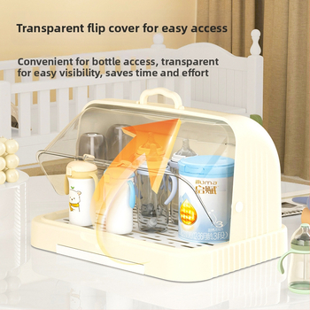 Kutija za skladištenje dječjih pribora za jelo i igračaka s prašnim pokrovom i odvodnim postoljem; skladištenje boca; dvostruka kutija za mlijeko u prahu