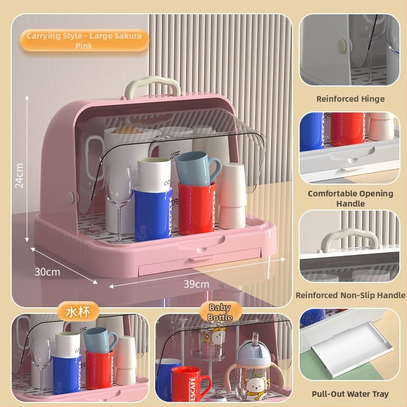 Kutija za skladištenje dječjih pribora za jelo i igračaka s prašnim pokrovom i odvodnim postoljem; skladištenje boca; dvostruka kutija za mlijeko u prahu