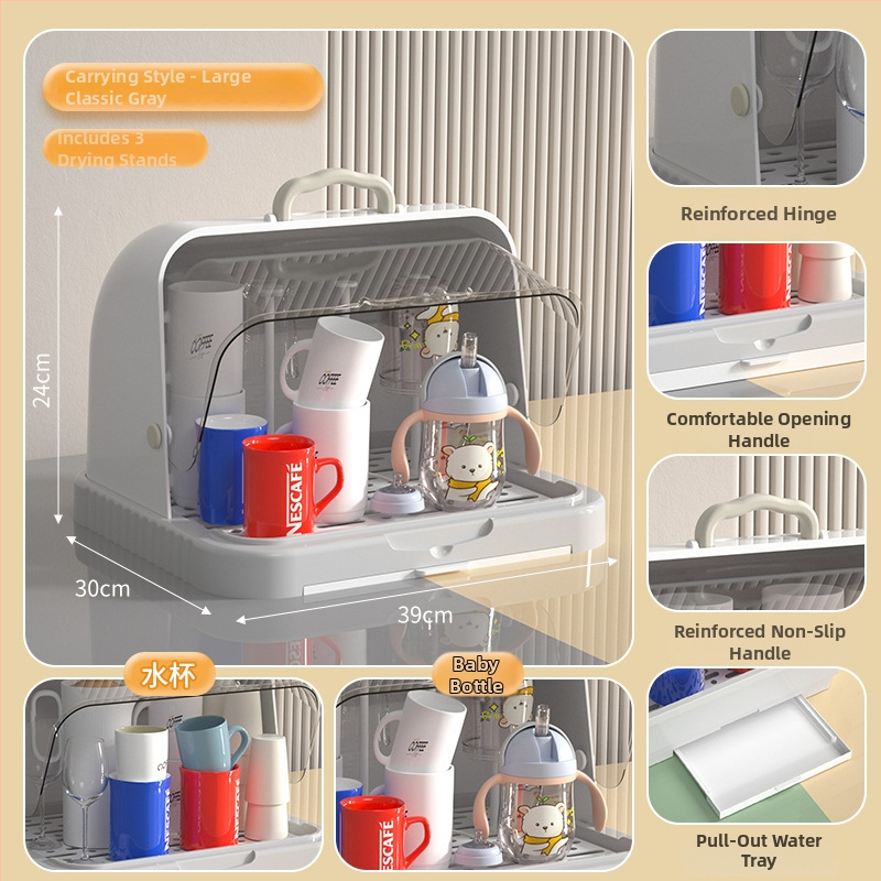 Kutija za skladištenje dječjih pribora za jelo i igračaka s prašnim pokrovom i odvodnim postoljem; skladištenje boca; dvostruka kutija za mlijeko u prahu