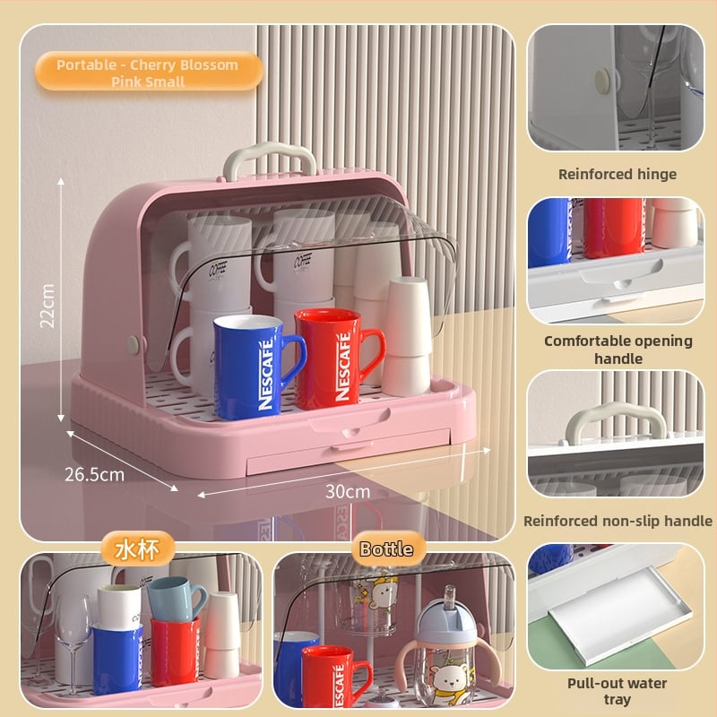 Kutija za skladištenje dječjih pribora za jelo i igračaka s prašnim pokrovom i odvodnim postoljem; skladištenje boca; dvostruka kutija za mlijeko u prahu