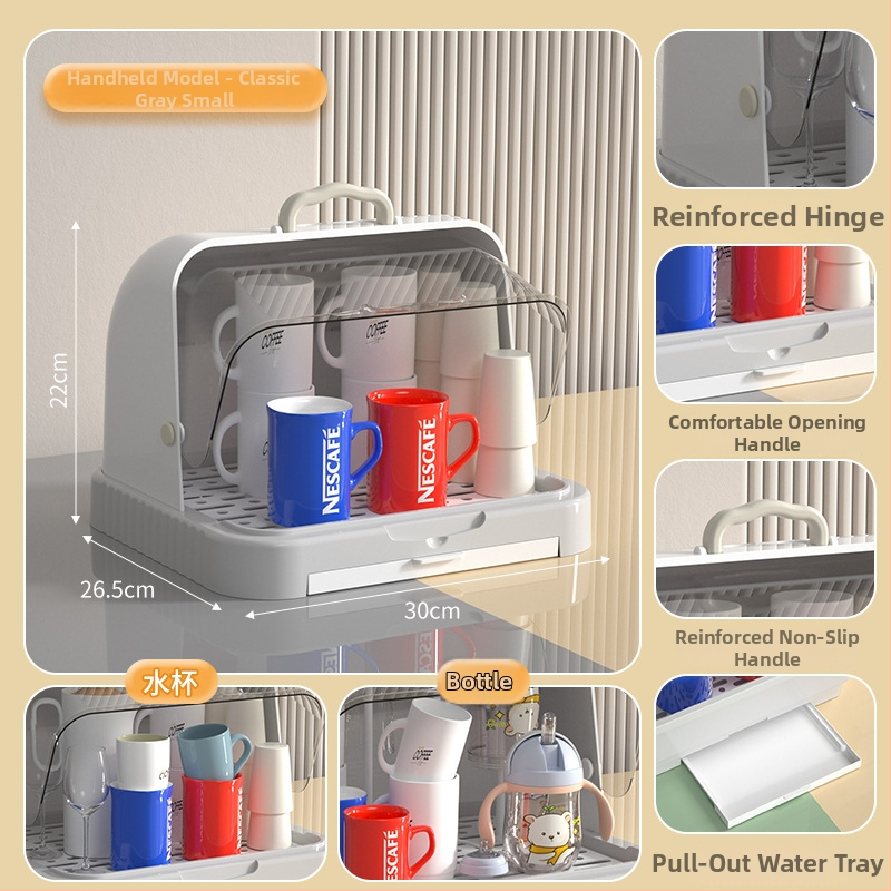 Kutija za skladištenje dječjih pribora za jelo i igračaka s prašnim pokrovom i odvodnim postoljem; skladištenje boca; dvostruka kutija za mlijeko u prahu