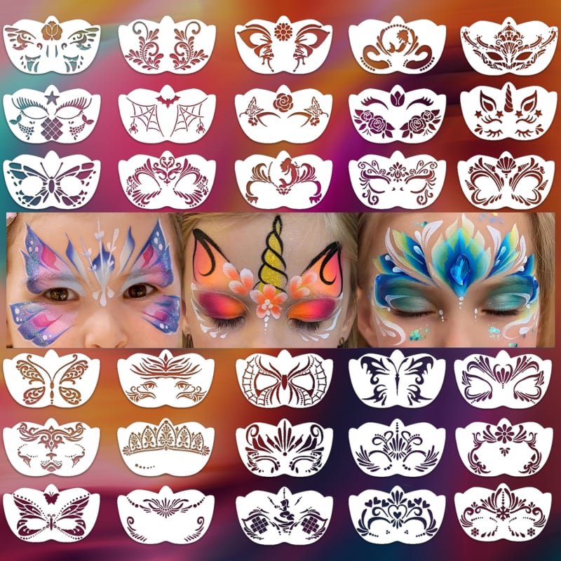 Šablona za crtanje lica za djecu – DIY pozorišna šminka, prorezna šablona, šablona kutu oka – OWKJASW, PET, Nije uvoz, Bez IP dopuštenja