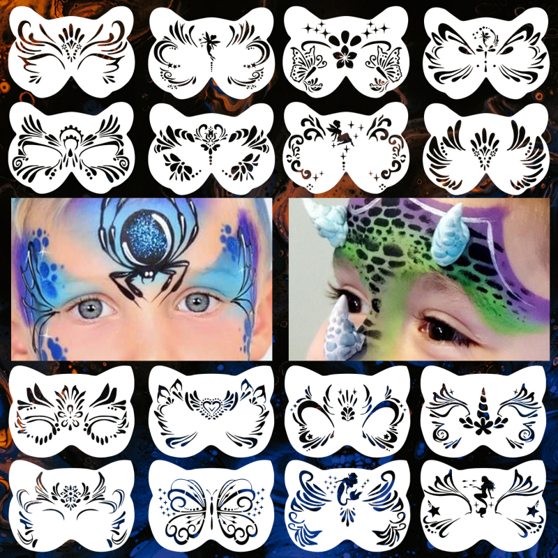 Šablona za crtanje lica za djecu – DIY pozorišna šminka, prorezna šablona, šablona kutu oka – OWKJASW, PET, Nije uvoz, Bez IP dopuštenja