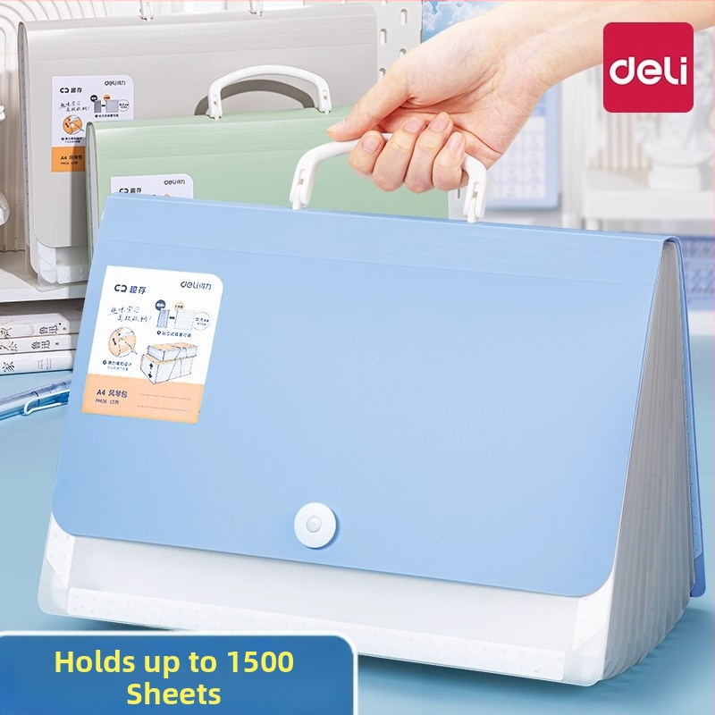 Deli PM06 Akordeónový dokumentový zásobník, plast, 13 priehradok, model DL-Vertical, hrúbka 63C