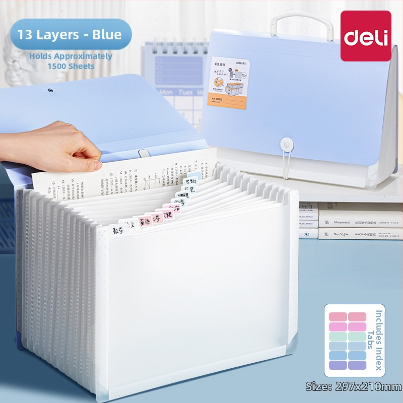 Deli PM06 Akordeónový dokumentový zásobník, plast, 13 priehradok, model DL-Vertical, hrúbka 63C