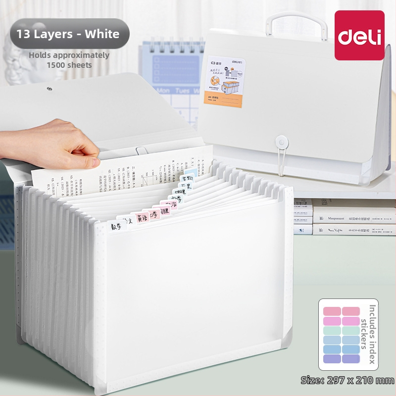 Deli PM06 Akordeónový dokumentový zásobník, plast, 13 priehradok, model DL-Vertical, hrúbka 63C