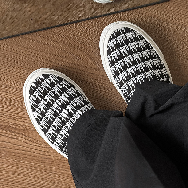 Platnene tenisice Slip-On s otiskom slova, elastična traka, gumeni potplat, unisex, ljeto 2025