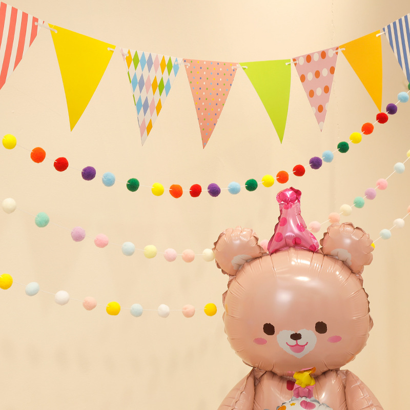 Pluš pom-pom vijenac za pozadinu zabave, stil 6297782867, rekviziti za uređenje prostora, materijal: Drugo