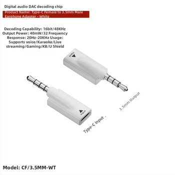 Adaptor audio Type-C la 3,5 mm – Model CF/3.5MM, Compatibil cu dispozitive 3,5 mm și Type-C, pentru telefon, PC și tabletă