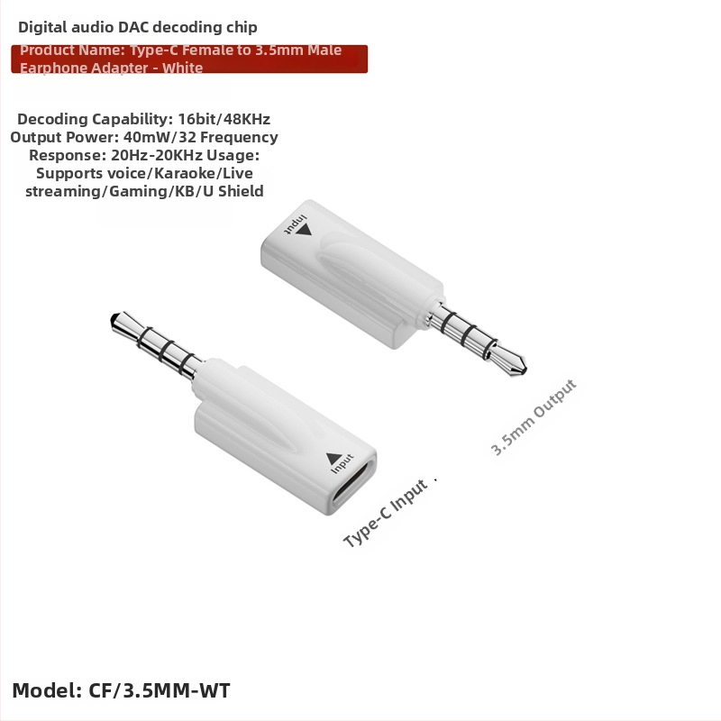 Adaptor audio Type-C la 3,5 mm – Model CF/3.5MM, Compatibil cu dispozitive 3,5 mm și Type-C, pentru telefon, PC și tabletă