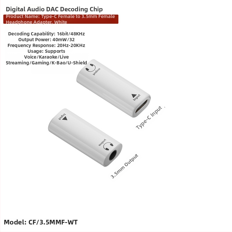 Adaptor audio Type-C la 3,5 mm – Model CF/3.5MM, Compatibil cu dispozitive 3,5 mm și Type-C, pentru telefon, PC și tabletă