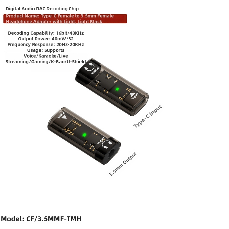 Adaptor audio Type-C la 3,5 mm – Model CF/3.5MM, Compatibil cu dispozitive 3,5 mm și Type-C, pentru telefon, PC și tabletă
