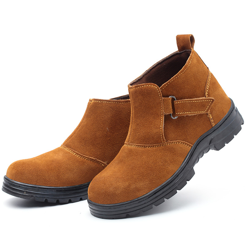 Защитни обувки за заваряване със стоманен нос, устойчиви на пробиване, висок връх, телешка кожа