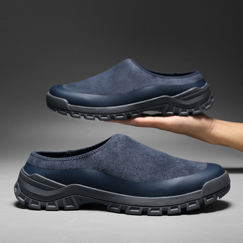 Muške ljetne slip-on papuče za vožnju, gornji dio od umjetne kože, đon od gume