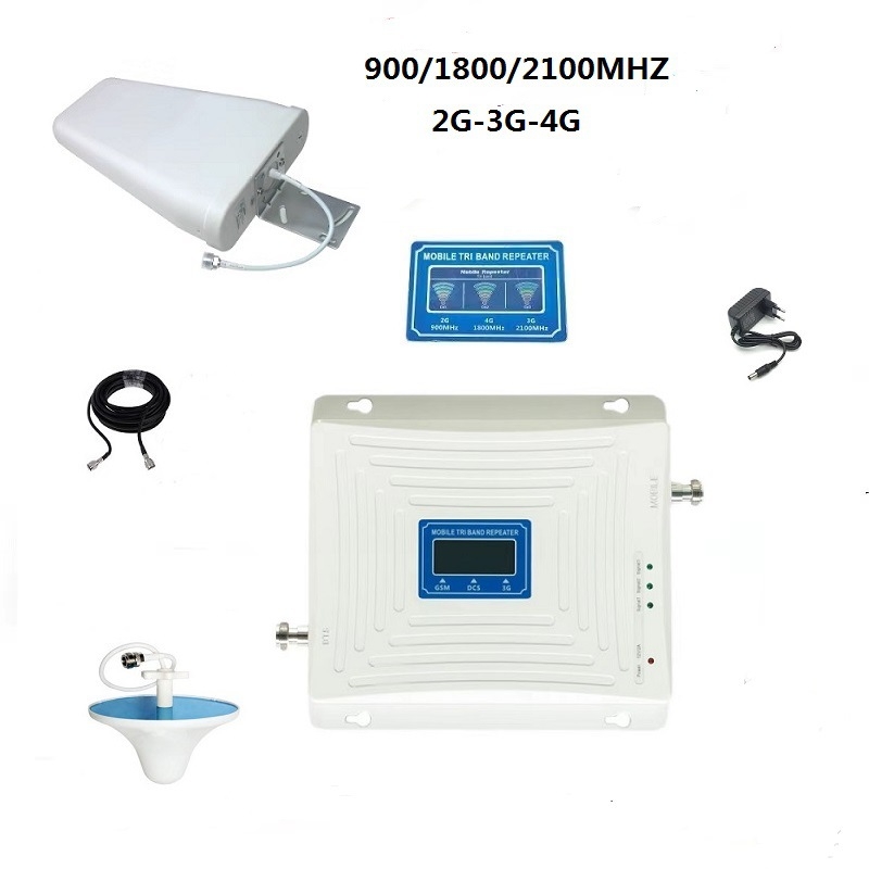 Pojačivač signala 2G/3G/4G s visokim izlaznim kapacitetom, 900/1800/2100 MHz, FDD mreža, pokrivenost 1000, ugrađeni firewall
