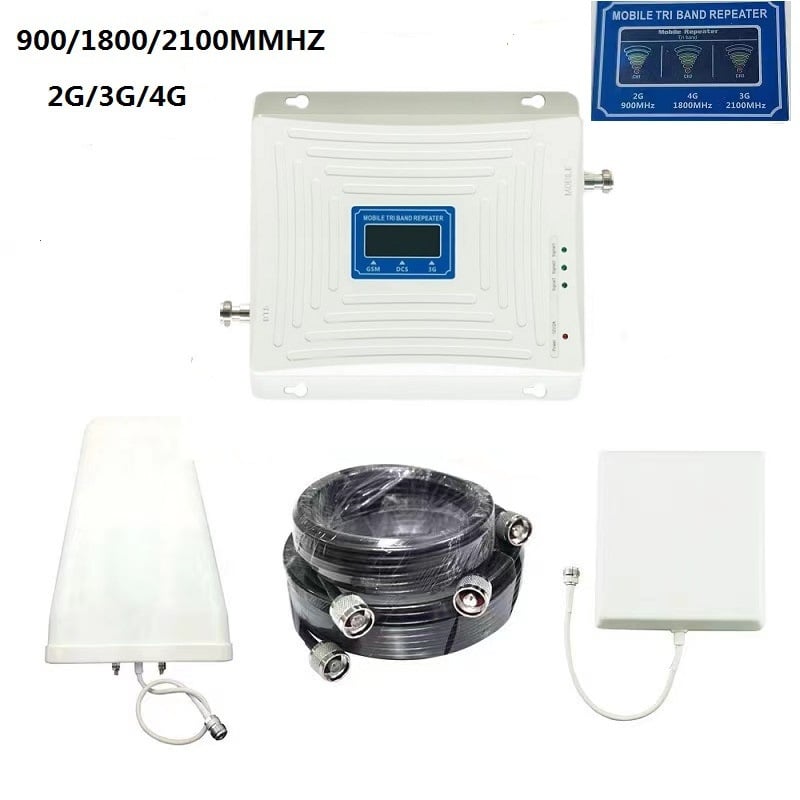 Pojačivač signala 2G/3G/4G s visokim izlaznim kapacitetom, 900/1800/2100 MHz, FDD mreža, pokrivenost 1000, ugrađeni firewall