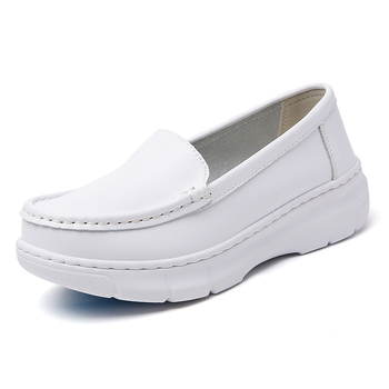 Ženske kožne medicinske tenisice s okruglim vrhom, gornji dio od teleće kože, EVA debela potplat, nizak klin, prozračne i protuklizne