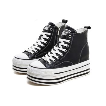 Ženske visoke tenisice s 8 cm podignutom petom, bočni zip, gornji dio od yak kože prvog sloja, gumeni potplat, PU ulošak