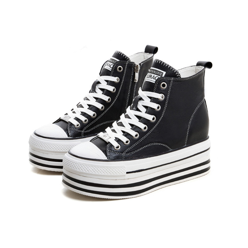 Ženske visoke tenisice s 8 cm podignutom petom, bočni zip, gornji dio od yak kože prvog sloja, gumeni potplat, PU ulošak