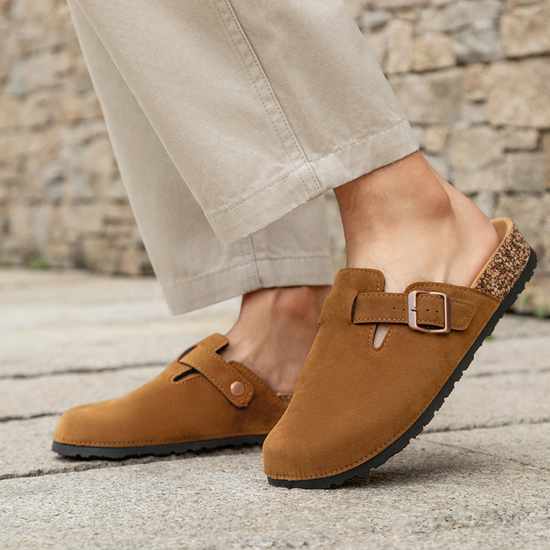 Muške sandale od pluta, slip-on, gornji dio od sintetičke kože, PVC đon, zatvoren vrh prsta, završna obrada Frosted Leather (Proljeće 2024)