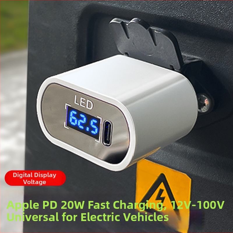 PD20W automobilový USB rýchlonabíjač s inline USB konverterom, univerzálne 12V/48V/60V/72V/100V