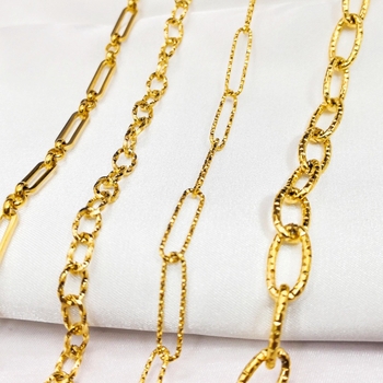 Square Jewelry nehrđajući čelik ovalni lanac s cvjetnim uzorkom, elektroplatiran, za DIY nakit – ogrlica i narukvica