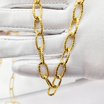 Square Jewelry nehrđajući čelik ovalni lanac s cvjetnim uzorkom, elektroplatiran, za DIY nakit – ogrlica i narukvica