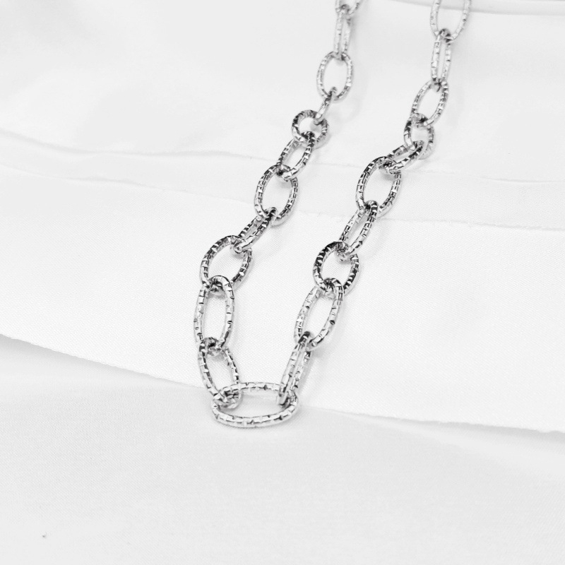 Square Jewelry nehrđajući čelik ovalni lanac s cvjetnim uzorkom, elektroplatiran, za DIY nakit – ogrlica i narukvica