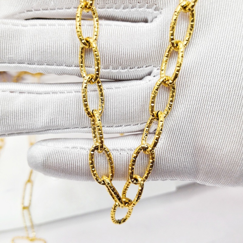 Square Jewelry nehrđajući čelik ovalni lanac s cvjetnim uzorkom, elektroplatiran, za DIY nakit – ogrlica i narukvica