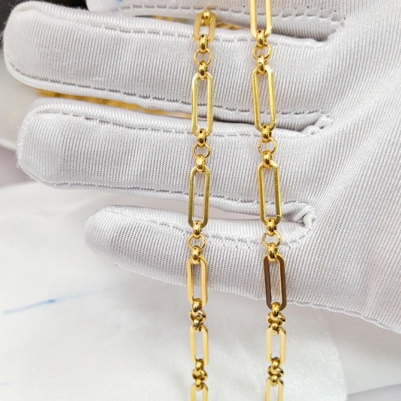 Square Jewelry nehrđajući čelik ovalni lanac s cvjetnim uzorkom, elektroplatiran, za DIY nakit – ogrlica i narukvica