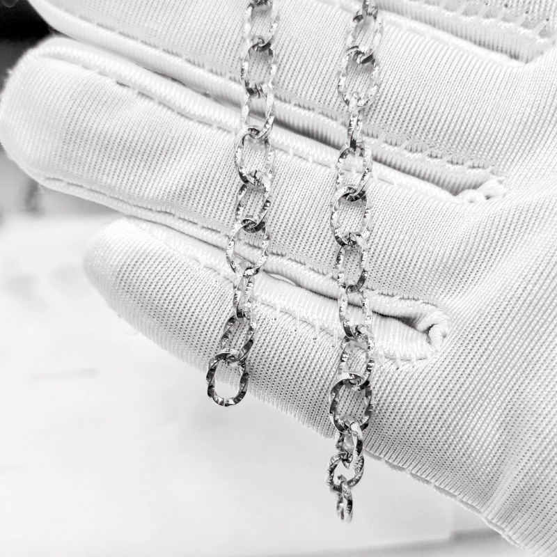 Square Jewelry nehrđajući čelik ovalni lanac s cvjetnim uzorkom, elektroplatiran, za DIY nakit – ogrlica i narukvica