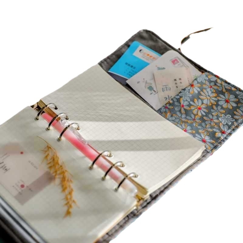 Bilježnica – ručno izrađena; set s listovima na slobodnim listovima; platnena korica; pričvršivanje binder; papir od sirove drvne pulpe, 40 g/m²; retro japanski stil