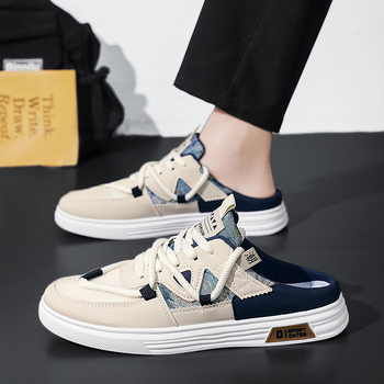 Muške platnene tenisice, prozračne ljetne, udobne, slip-on s prednjom vezicom, gornji dio od platna