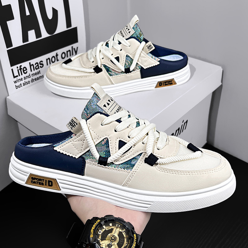 Muške platnene tenisice, prozračne ljetne, udobne, slip-on s prednjom vezicom, gornji dio od platna