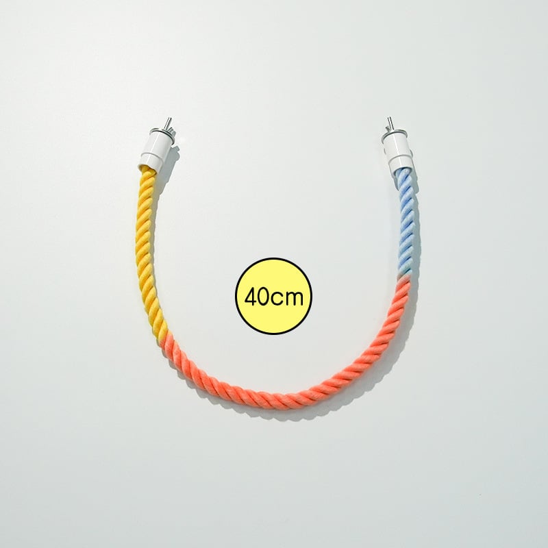 Jucărie pentru papagali cu funie gradient curcubeu, perche de cățărare, pentru ascuțirea ciocului și a ghearelor – accesorii pentru cușcă