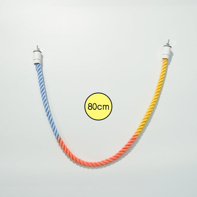 Jucărie pentru papagali cu funie gradient curcubeu, perche de cățărare, pentru ascuțirea ciocului și a ghearelor – accesorii pentru cușcă