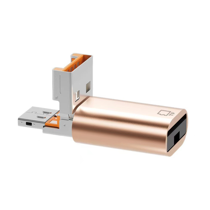 Adaptor OTG USB-C cu cititor de carduri TF, design 2-în-1 cu clapetă, modelul D-101, compatibil cu dispozitive Type-C, Lightning și USB