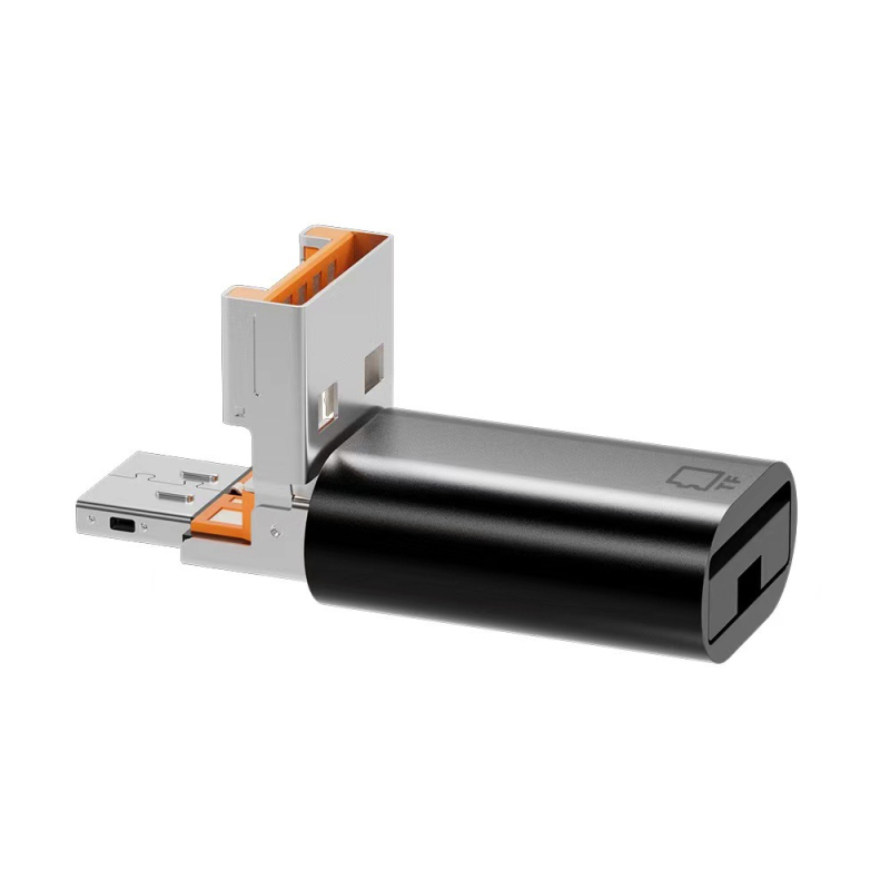Adaptor OTG USB-C cu cititor de carduri TF, design 2-în-1 cu clapetă, modelul D-101, compatibil cu dispozitive Type-C, Lightning și USB