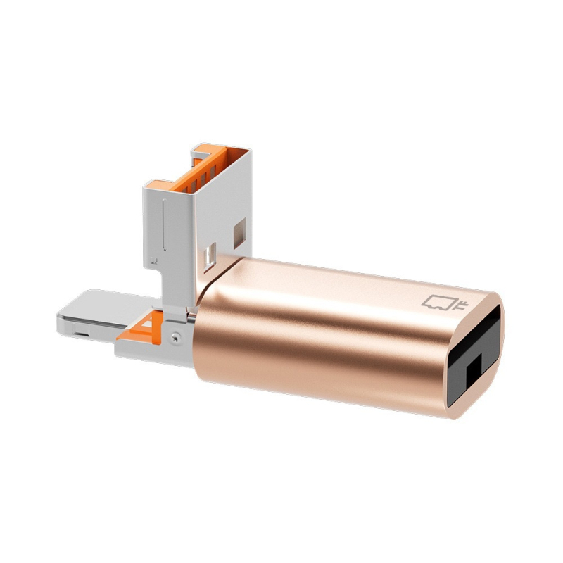 Adaptor OTG USB-C cu cititor de carduri TF, design 2-în-1 cu clapetă, modelul D-101, compatibil cu dispozitive Type-C, Lightning și USB
