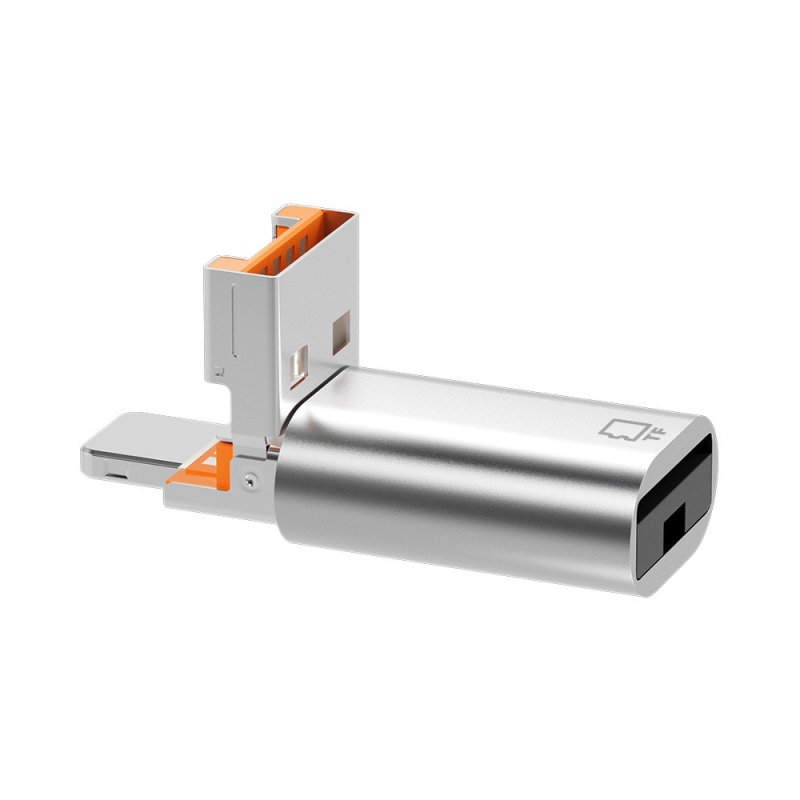 Adaptor OTG USB-C cu cititor de carduri TF, design 2-în-1 cu clapetă, modelul D-101, compatibil cu dispozitive Type-C, Lightning și USB