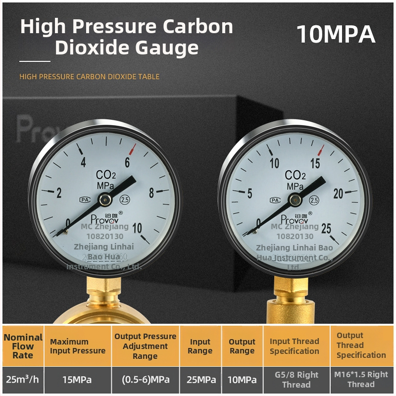 YQD-370 Vysokotlakový regulátor dusíka, telo z čistého medi, závitové pripojenie, rozsah merania 2-4/6