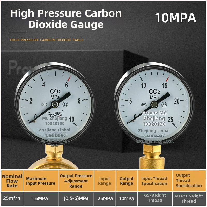 YQD-370 Vysokotlakový regulátor dusíka, telo z čistého medi, závitové pripojenie, rozsah merania 2-4/6