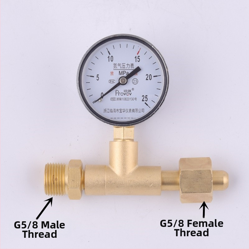 YQD-370 Vysokotlakový regulátor dusíka, telo z čistého medi, závitové pripojenie, rozsah merania 2-4/6