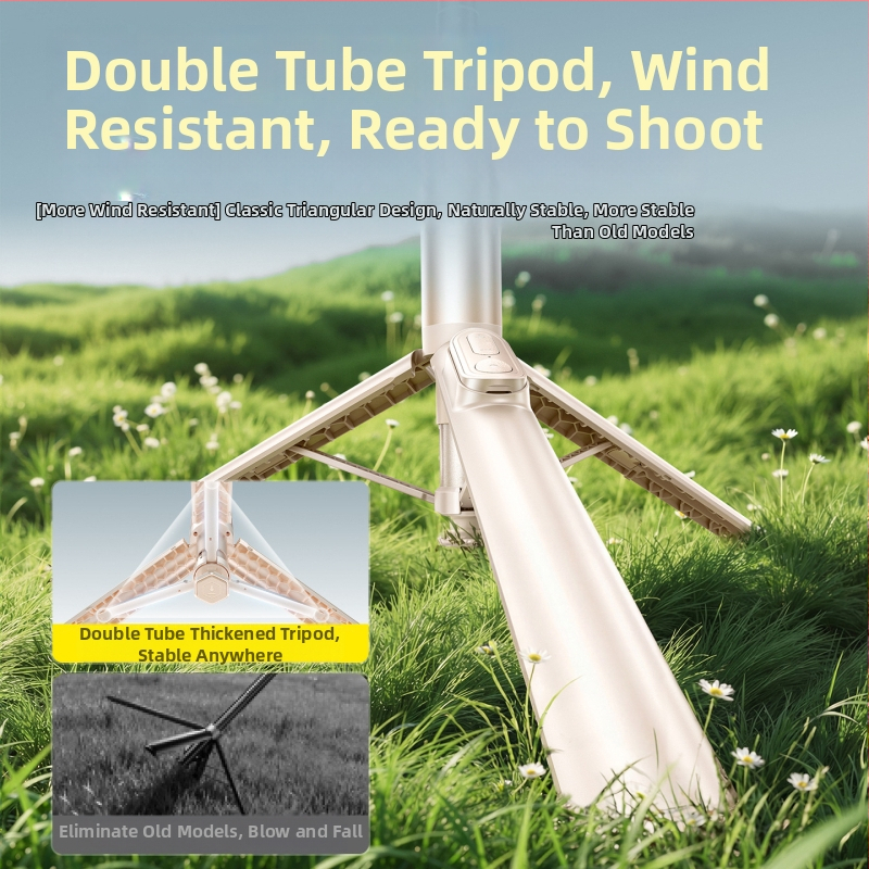 Селфи стойка с тринога и Bluetooth дистанционно, променлив фокус, светлина за запълване, алуминиев сплав