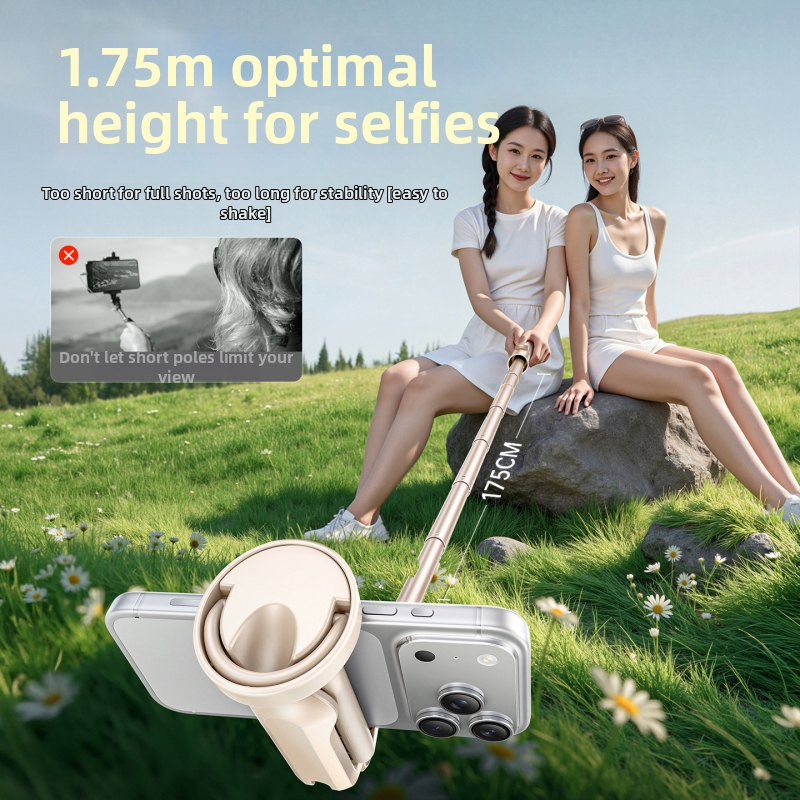 Селфи стойка с тринога и Bluetooth дистанционно, променлив фокус, светлина за запълване, алуминиев сплав