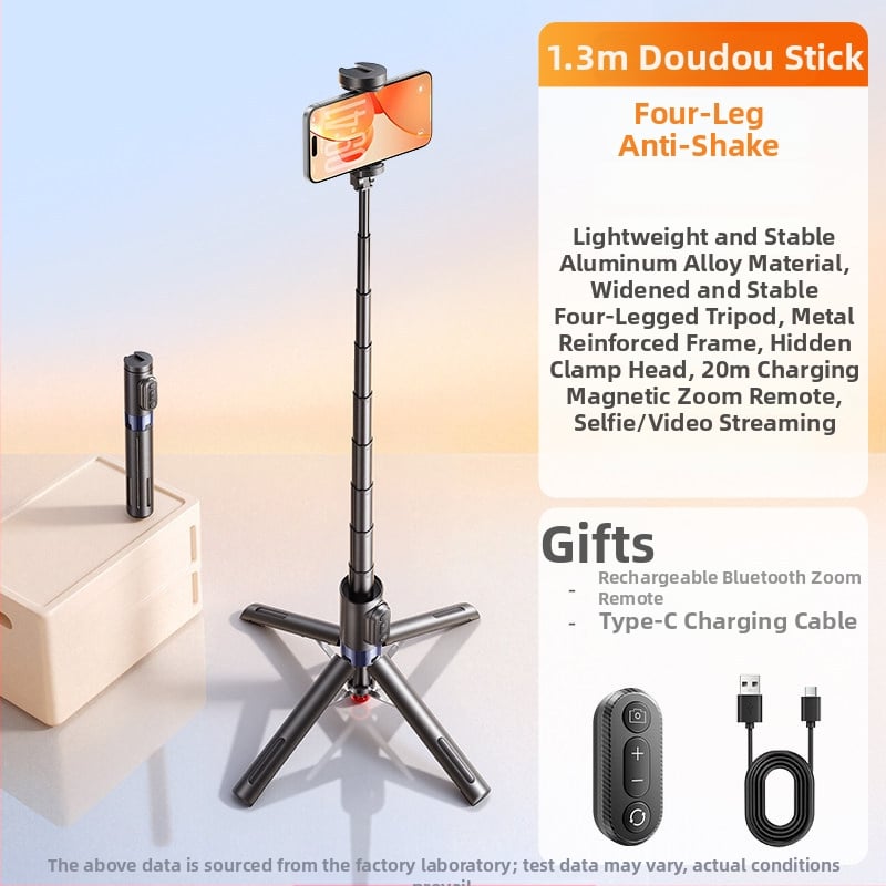 Селфи стойка с тринога и Bluetooth дистанционно, променлив фокус, светлина за запълване, алуминиев сплав