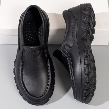 Jinbukang Pantofi de lucru pentru bărbați, impermeabili, rezistenți la ulei, antiderapante, Slip-On, talpă EVA groasă