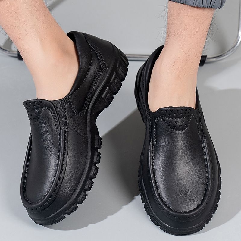 Jinbukang Pantofi de lucru pentru bărbați, impermeabili, rezistenți la ulei, antiderapante, Slip-On, talpă EVA groasă