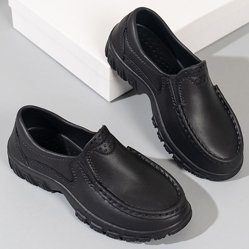 Jinbukang Pantofi de lucru pentru bărbați, impermeabili, rezistenți la ulei, antiderapante, Slip-On, talpă EVA groasă